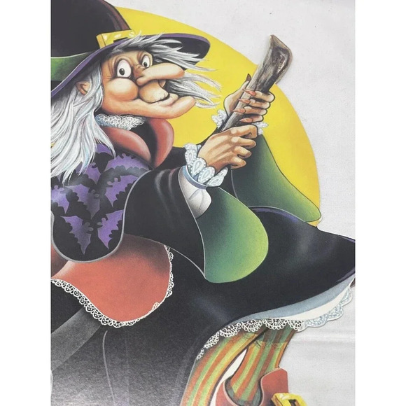 NOS Vintage 1983 BEISTLE Halloween 2 Sided Witch On Broom Cutout Decoration 16" - Picture 6 of 16